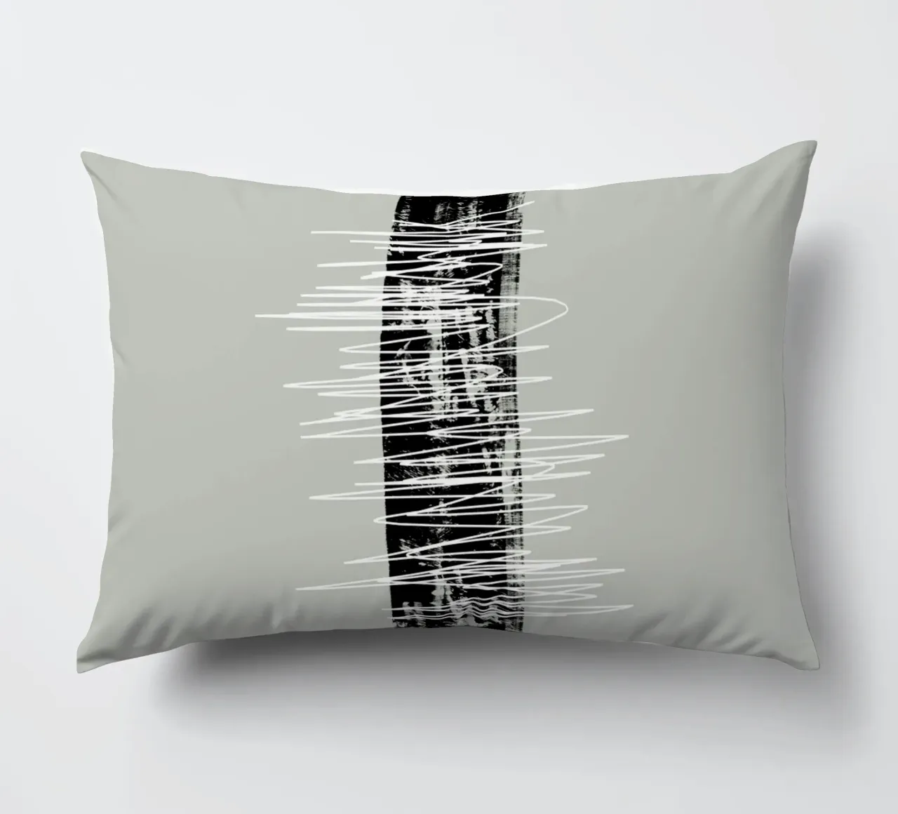 Modern abstract of lines and brush strokes in green cuscino da Imaginative