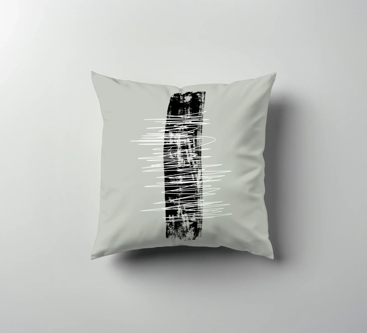 Modern abstract of lines and brush strokes in green cuscino da Imaginative