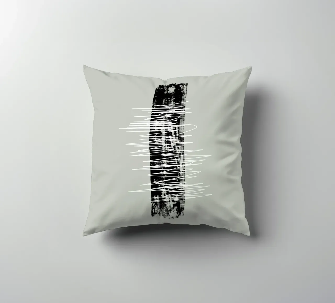 Modern abstract of lines and brush strokes in green cuscino da Imaginative