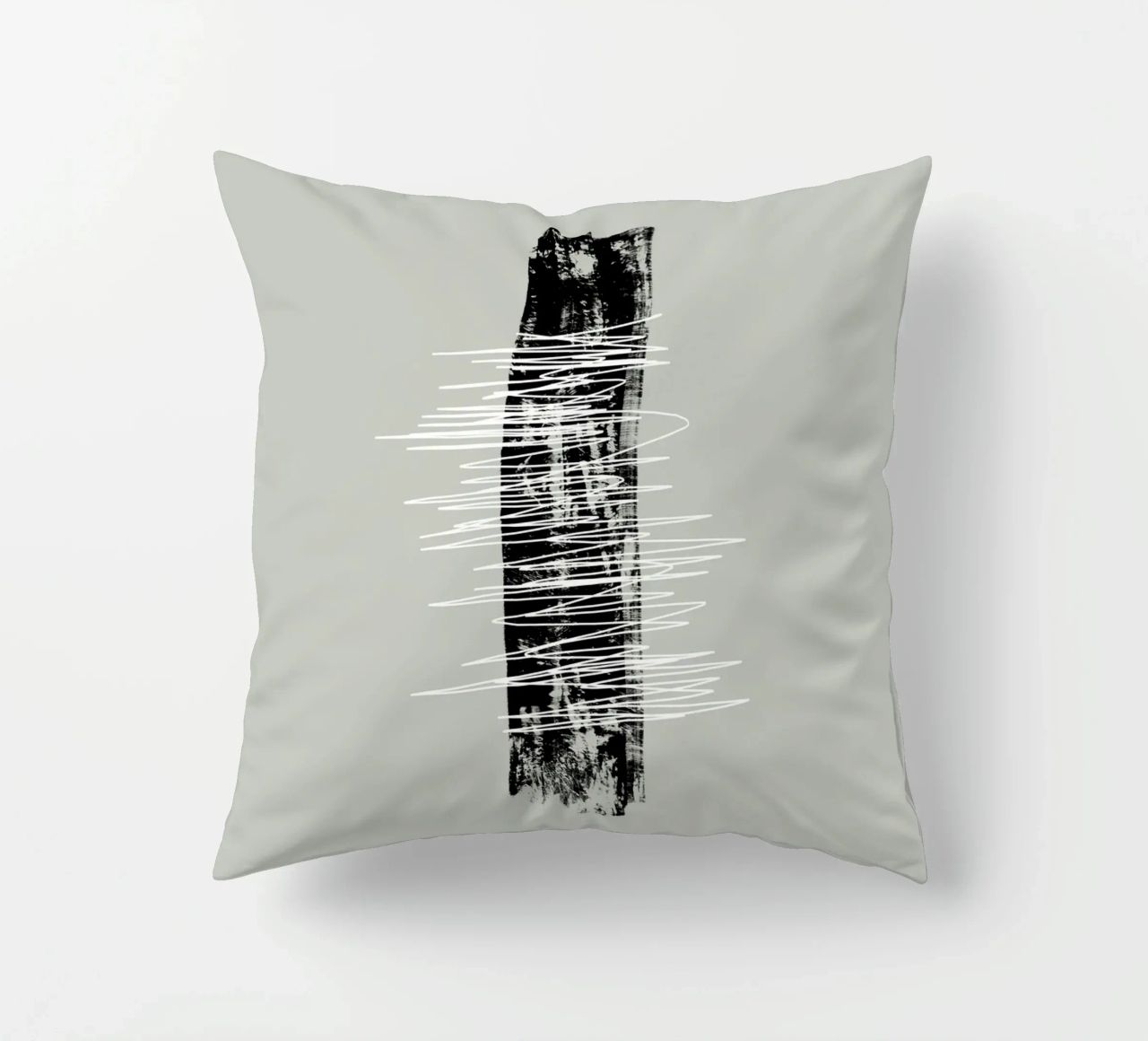 Modern abstract of lines and brush strokes in green cuscino da Imaginative