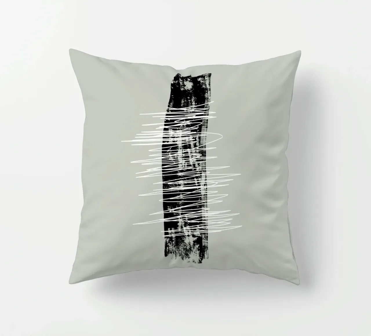 Modern abstract of lines and brush strokes in green cuscino da Imaginative