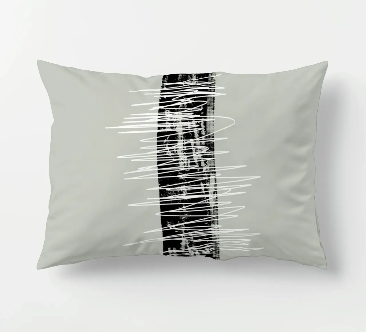 Modern abstract of lines and brush strokes in green cuscino da Imaginative