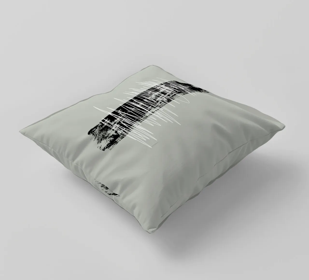 Modern abstract of lines and brush strokes in green cuscino da Imaginative