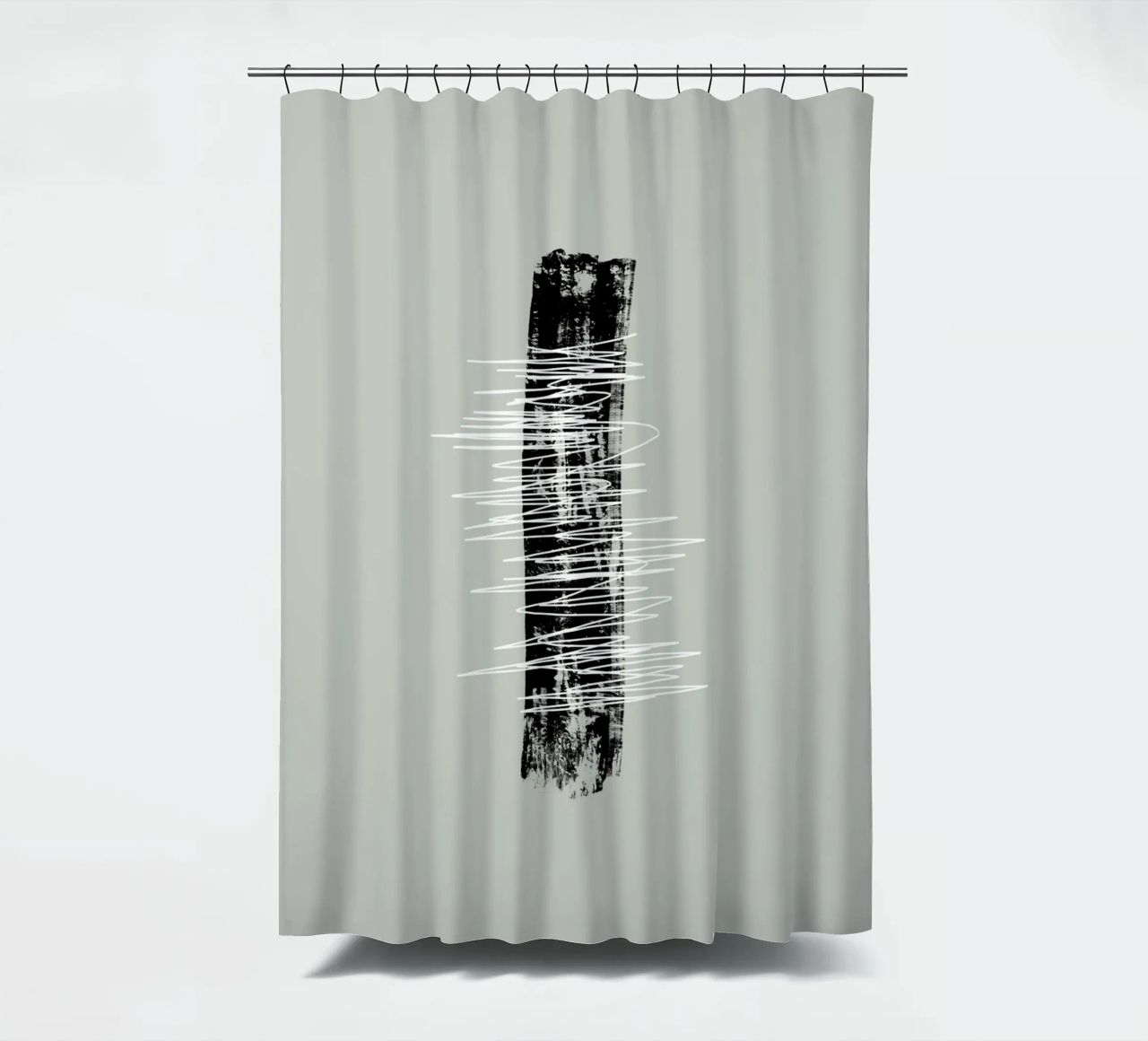 Modern abstract of lines and brush strokes in green tenda da doccia da Imaginative