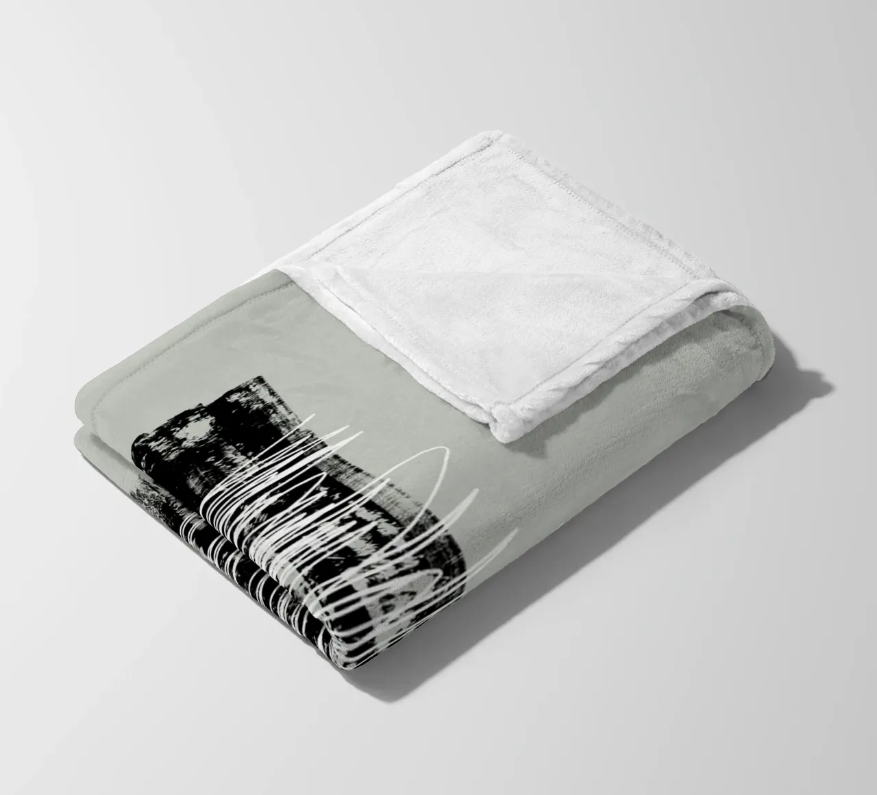 Modern abstract of lines and brush strokes in green fleece blanket by Imaginative