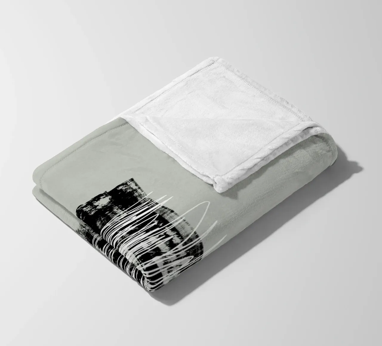 Modern abstract of lines and brush strokes in green coperta in pile da Imaginative