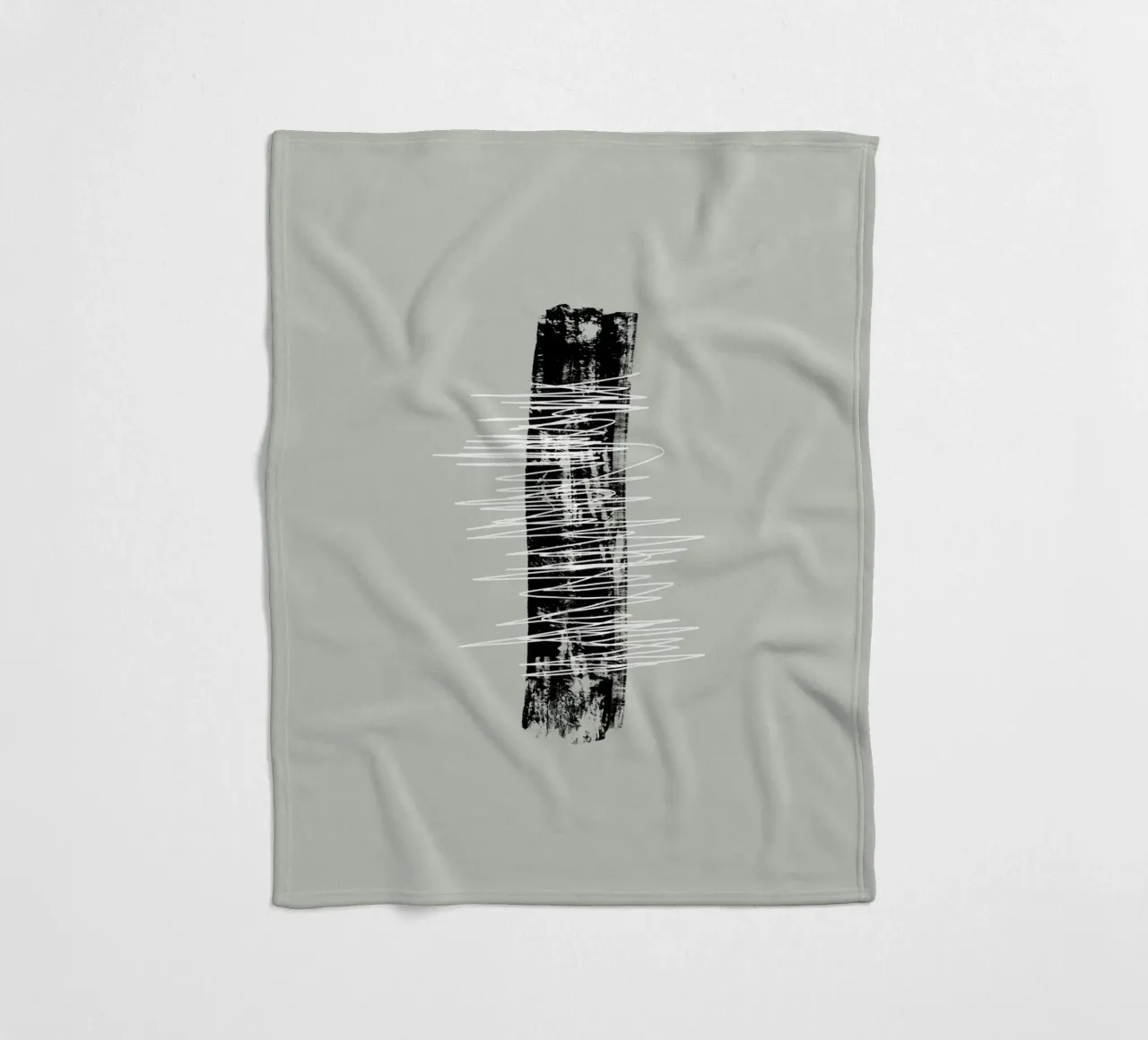 Modern abstract of lines and brush strokes in green fleece blanket by Imaginative