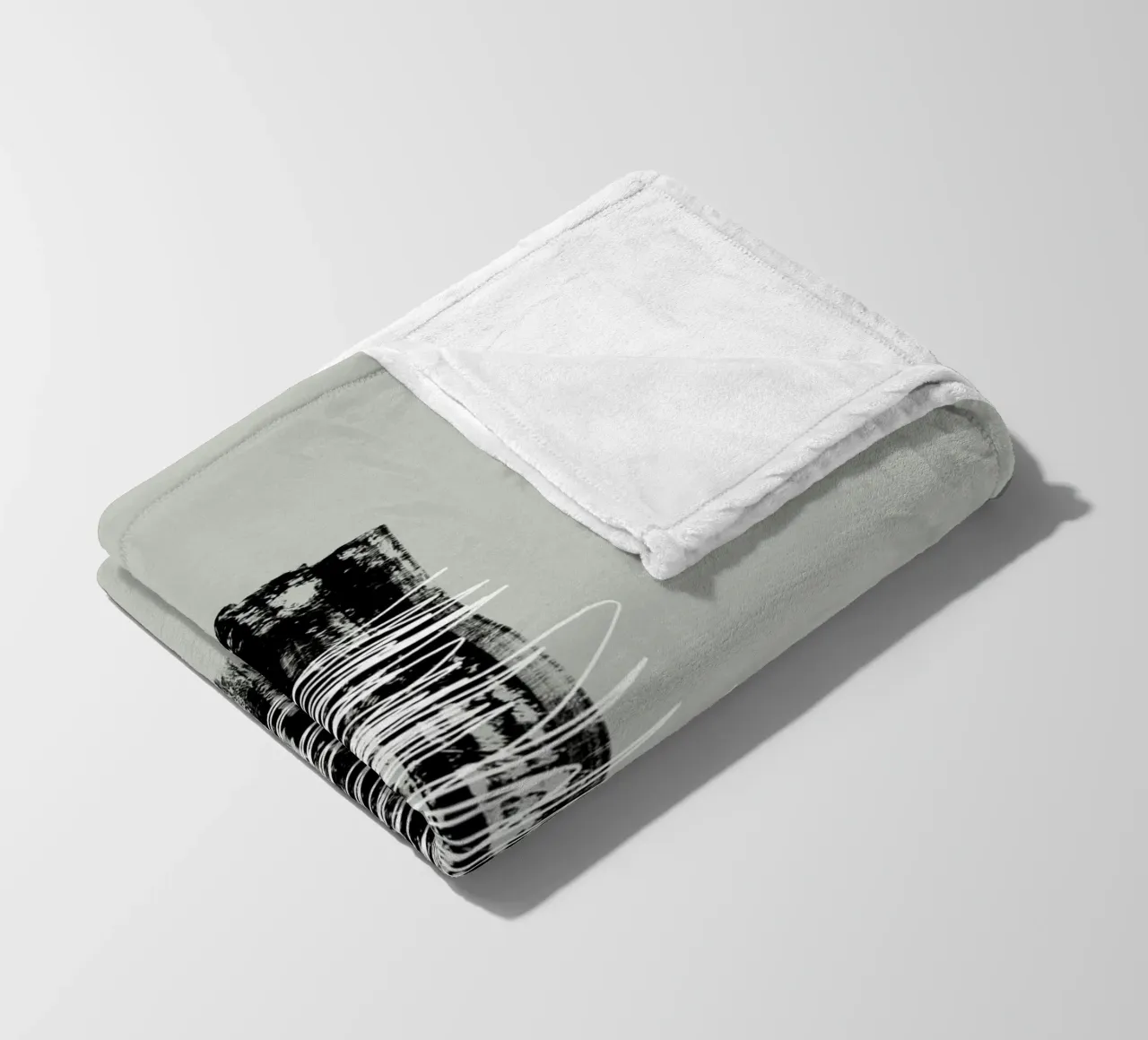 Modern abstract of lines and brush strokes in green coperta in pile da Imaginative