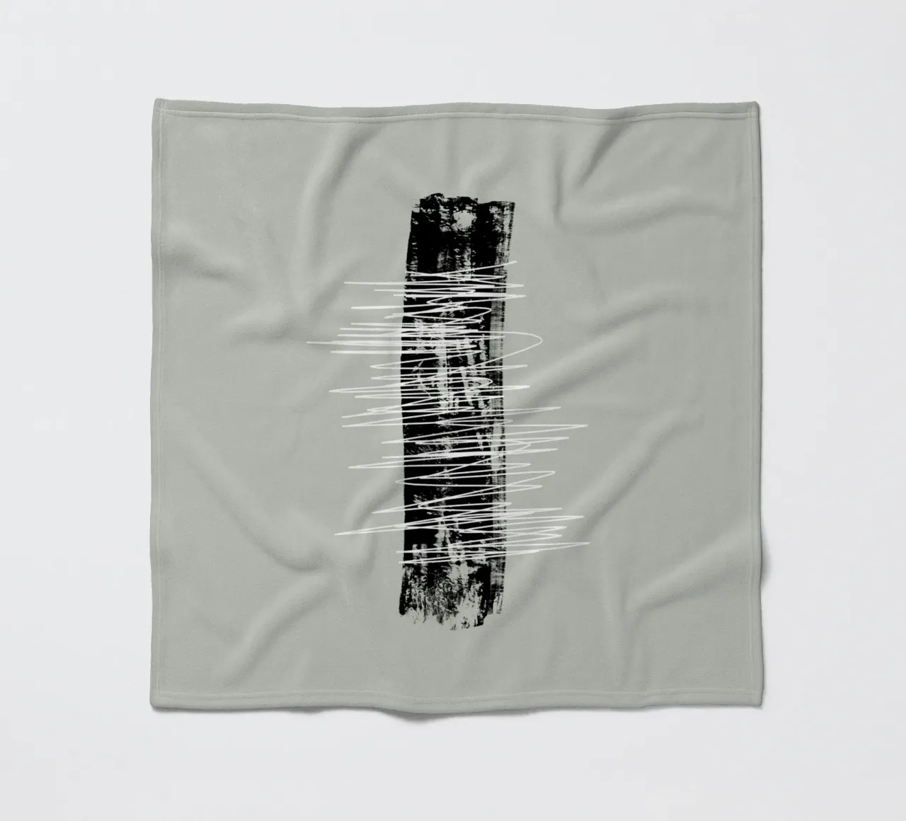 Modern abstract of lines and brush strokes in green fleece blanket by Imaginative