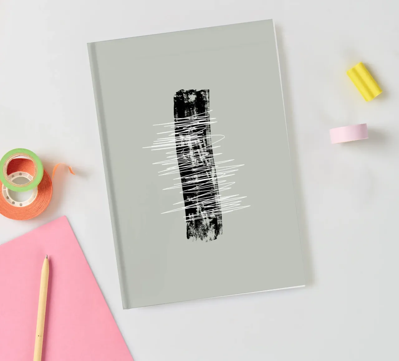 Modern abstract of lines and brush strokes in green carnet de notes de Imaginative