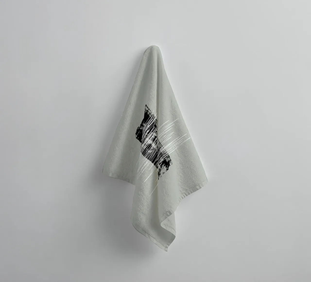 Modern abstract of lines and brush strokes in green towel by Imaginative