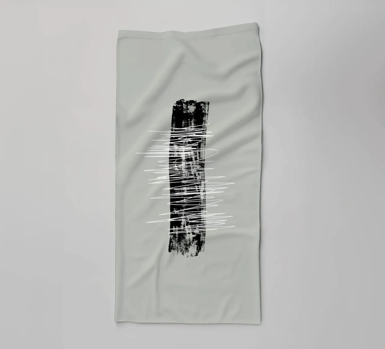 Modern abstract of lines and brush strokes in green towel by Imaginative