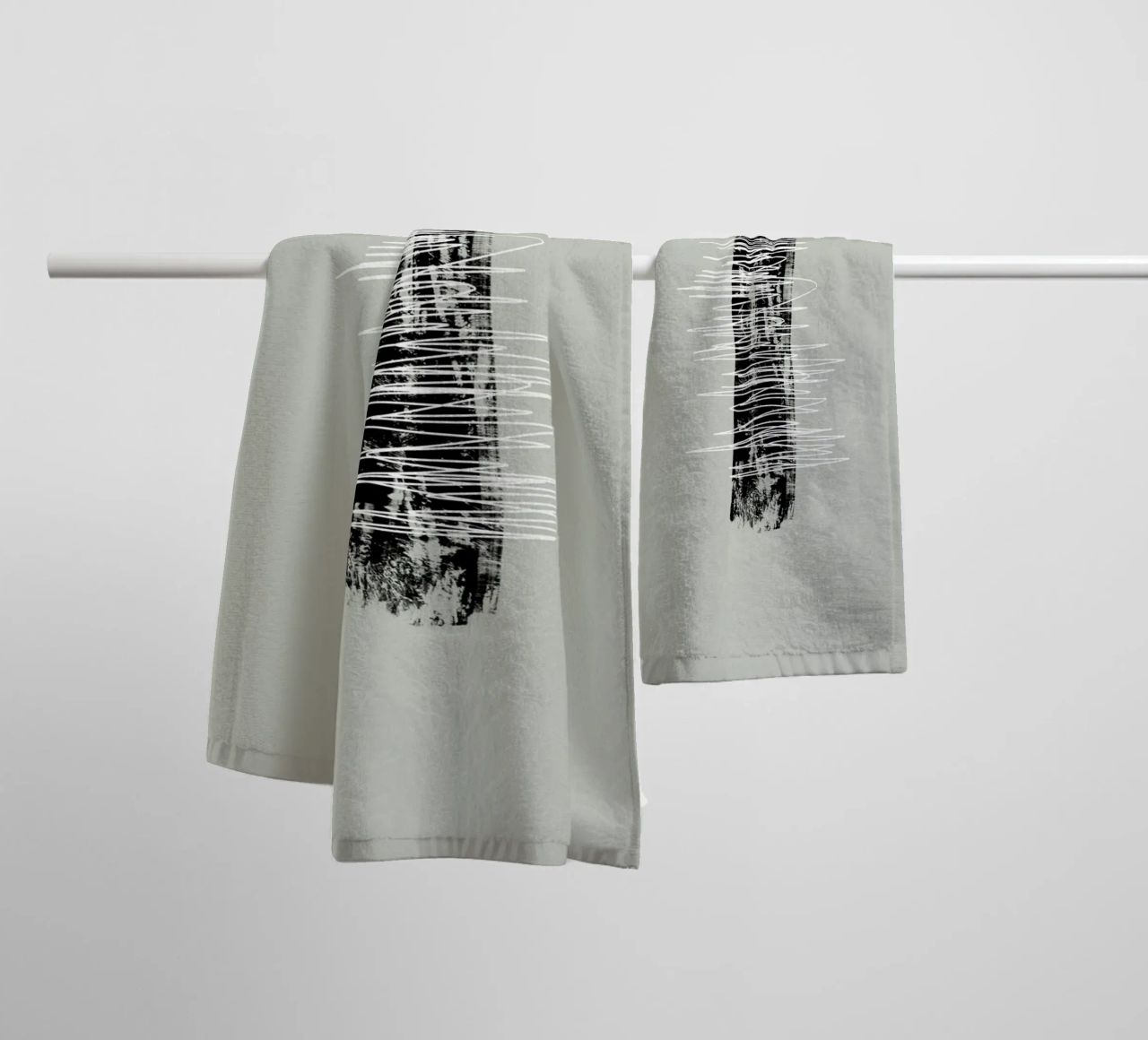 Modern abstract of lines and brush strokes in green asciugamano da bagno da Imaginative