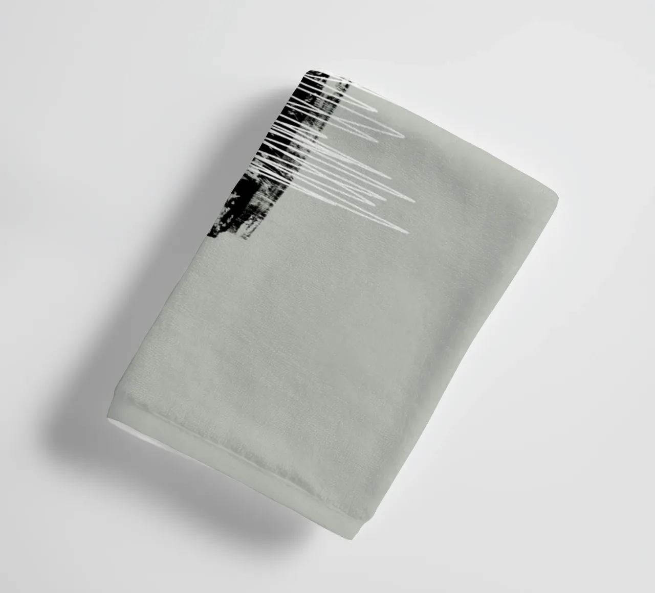 Modern abstract of lines and brush strokes in green towel by Imaginative