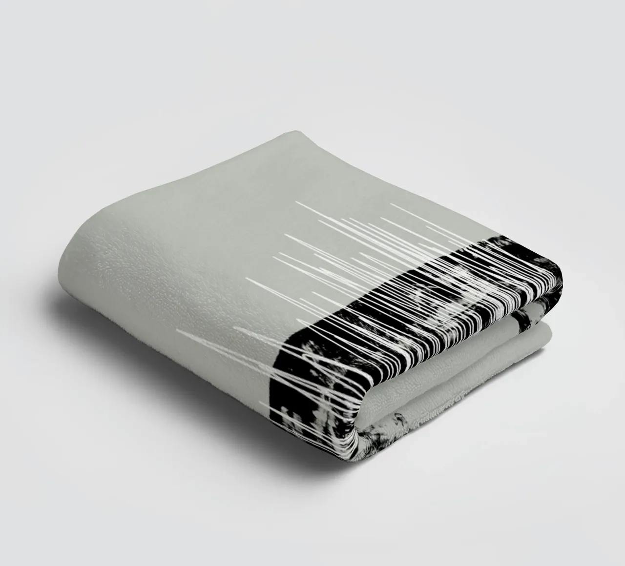 Modern abstract of lines and brush strokes in green towel by Imaginative