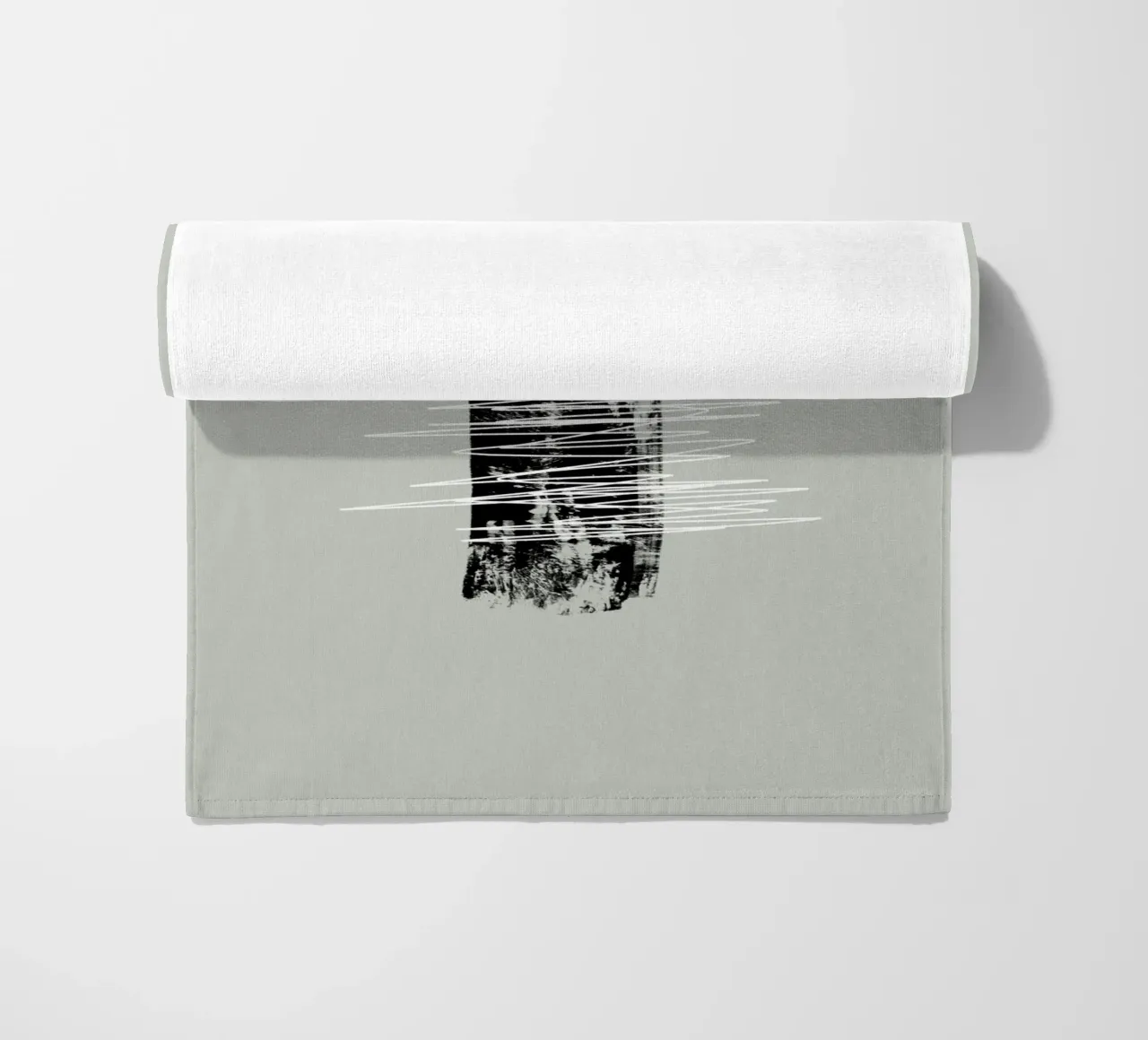 Modern abstract of lines and brush strokes in green telo mare da Imaginative