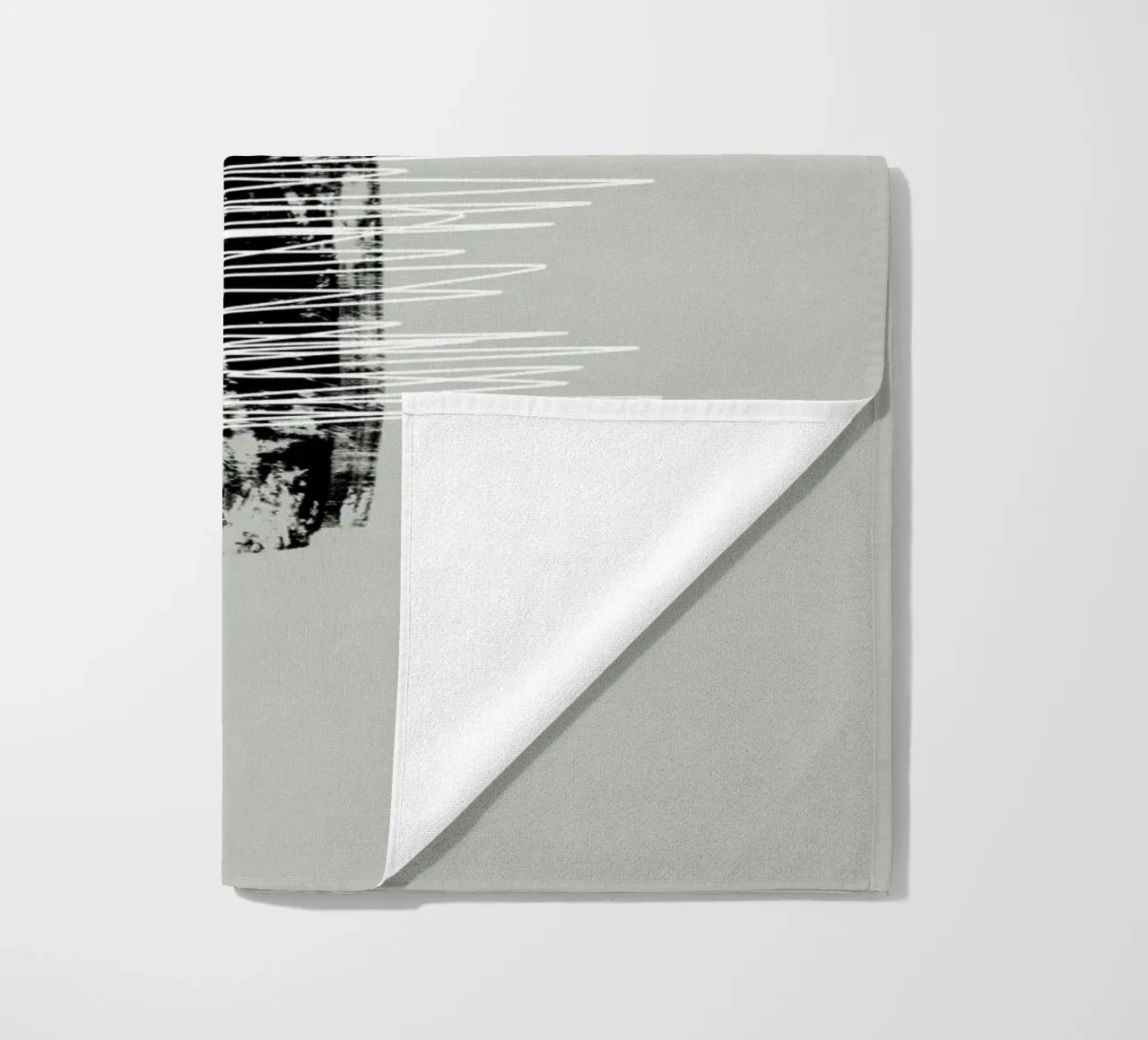 Modern abstract of lines and brush strokes in green telo mare da Imaginative