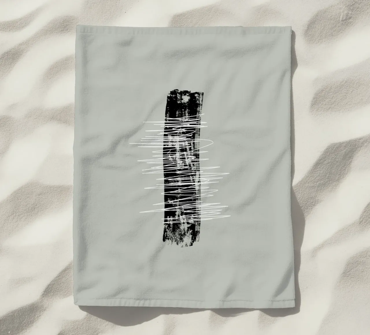 Modern abstract of lines and brush strokes in green telo mare da Imaginative