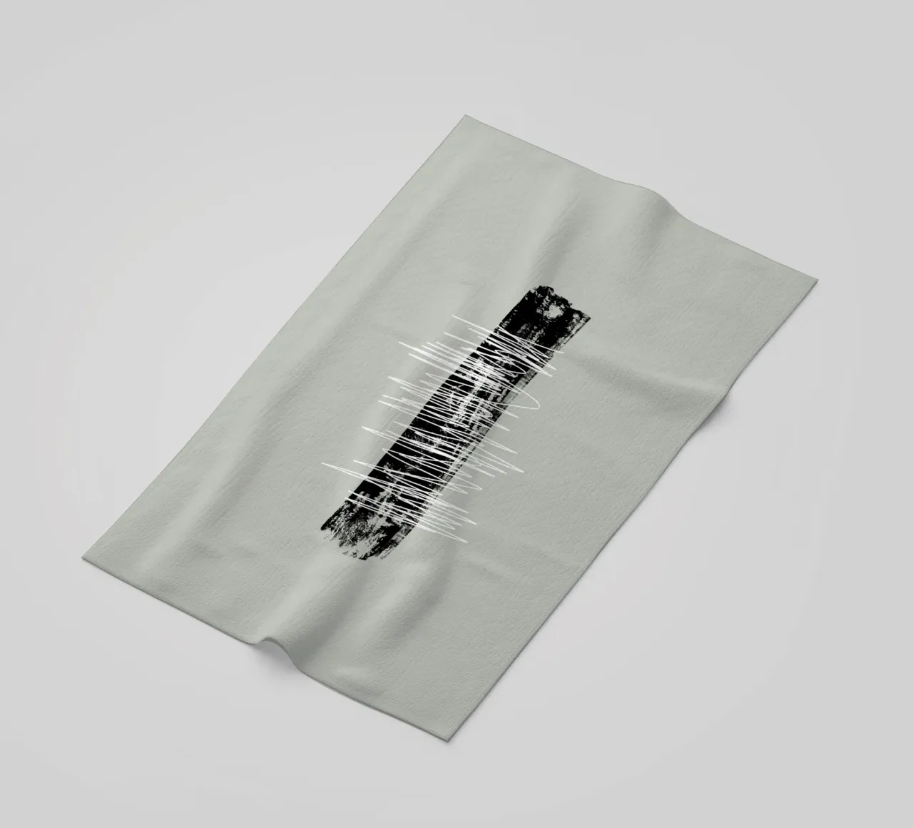 Modern abstract of lines and brush strokes in green telo mare da Imaginative