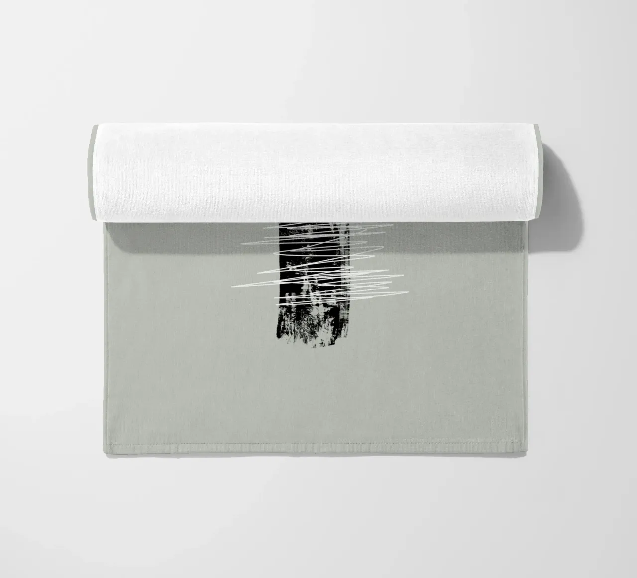 Modern abstract of lines and brush strokes in green telo mare da Imaginative