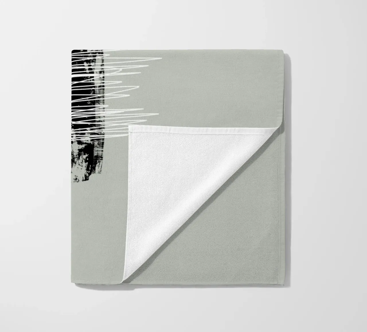 Modern abstract of lines and brush strokes in green telo mare da Imaginative