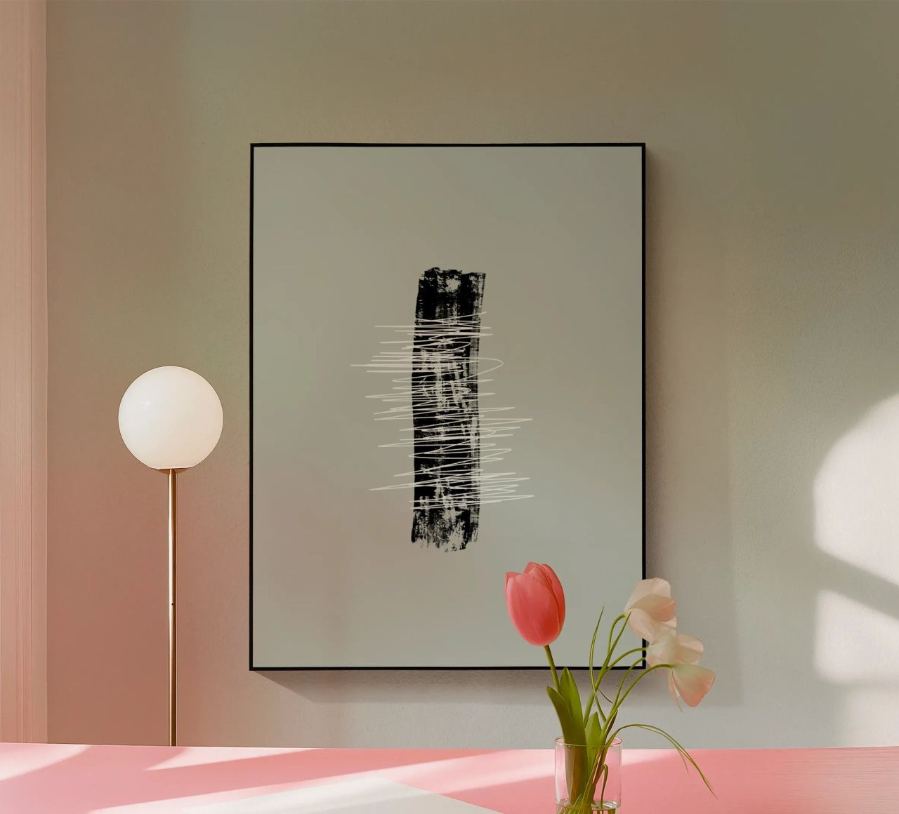 Modern abstract of lines and brush strokes in green plexiglass da Imaginative