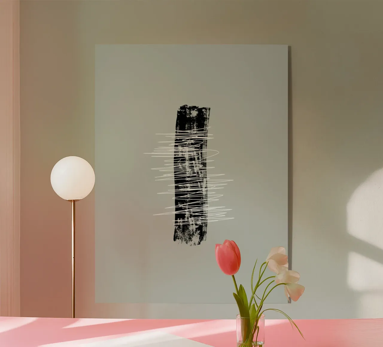 Modern abstract of lines and brush strokes in green plexiglass da Imaginative