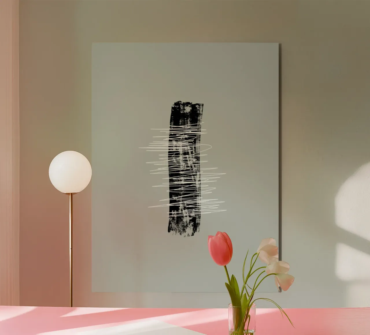 Modern abstract of lines and brush strokes in green alluminio dibond da Imaginative