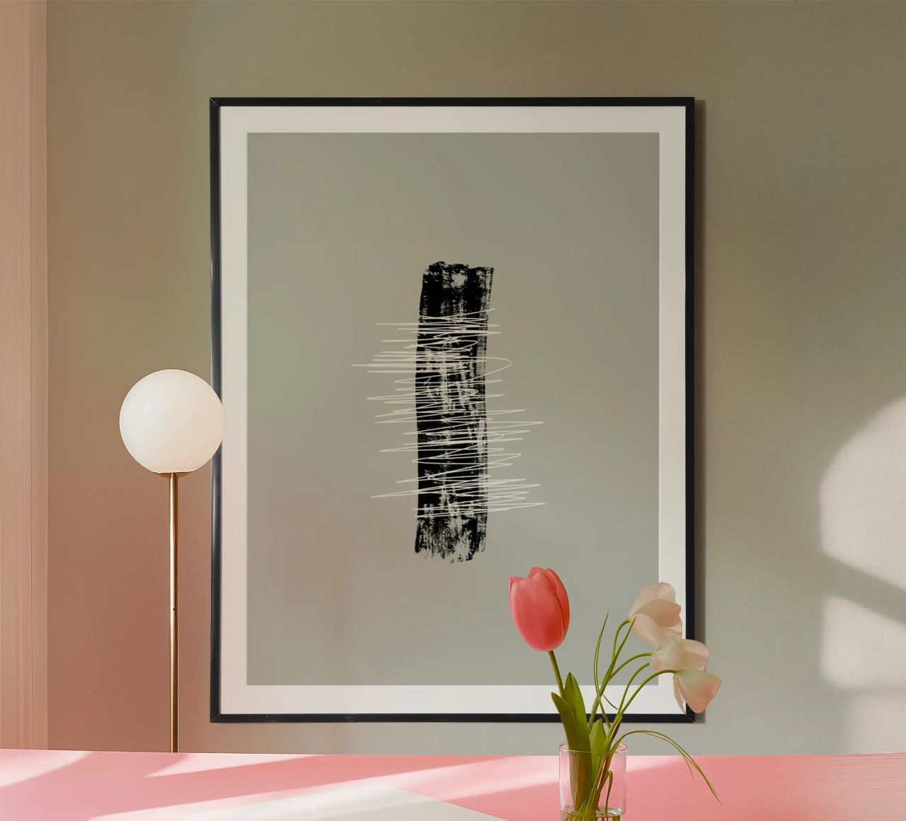 Modern abstract of lines and brush strokes in green carta hahnemühle da Imaginative