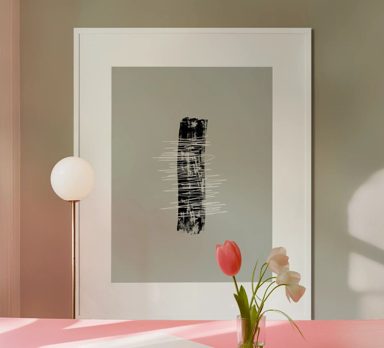 Modern abstract of lines and brush strokes in green carta hahnemühle da Imaginative