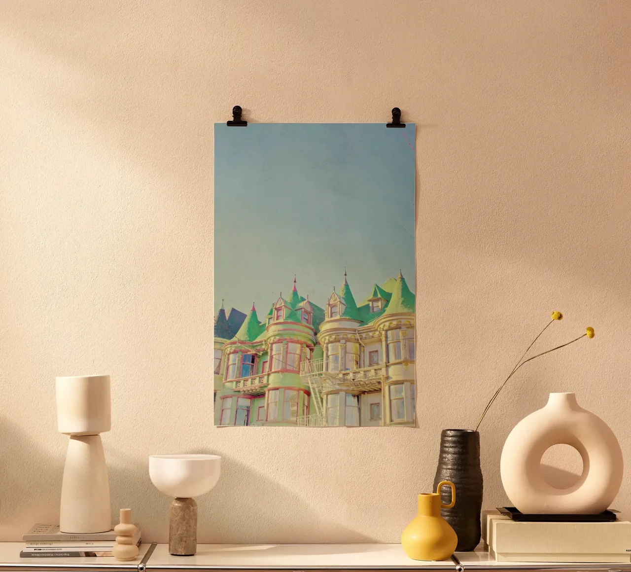 San Francisco Fairytale poster con telaio in alluminio da Mina Teslaru