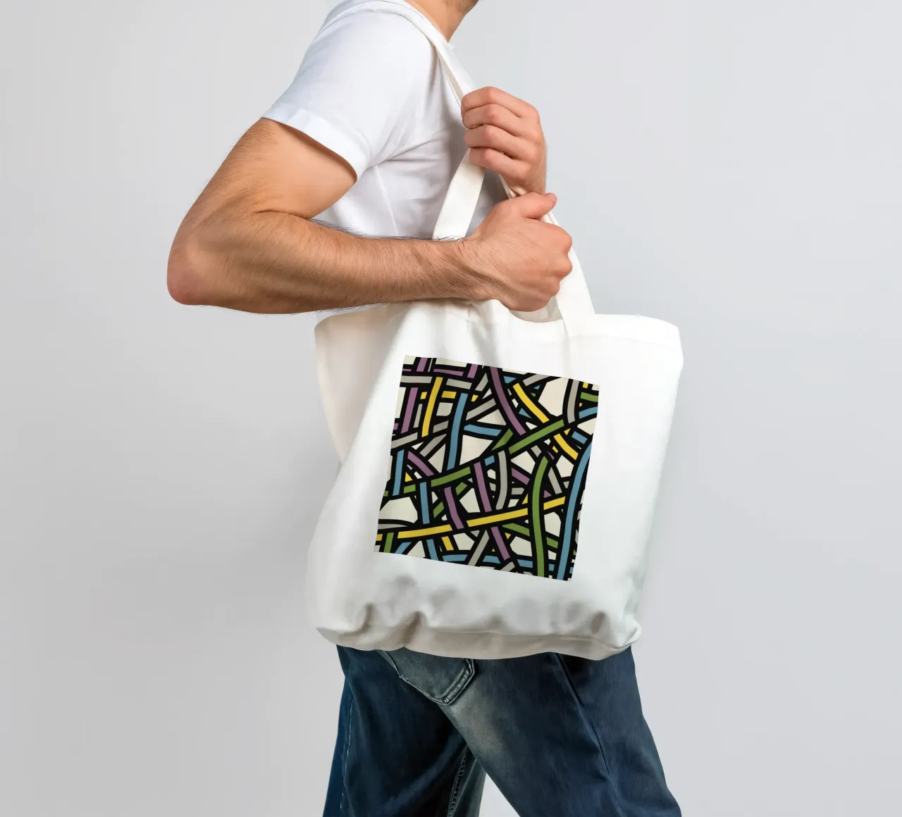 Modello a nastro pieno a colori 02 borsa in juta da Little Dean