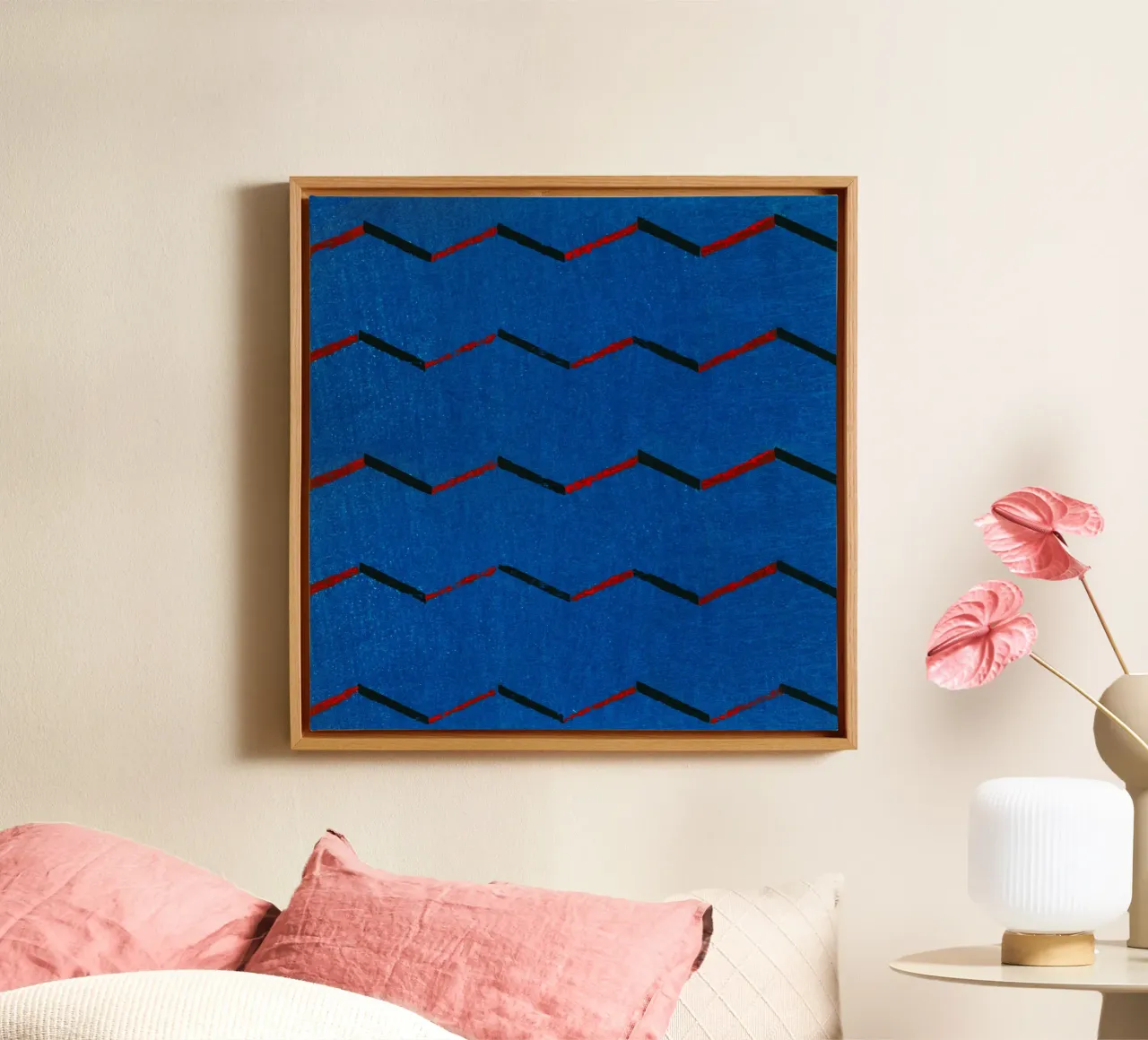 Vintage woodblock print of Japanese textile. tela con Cornice a cassetta da vintageshop