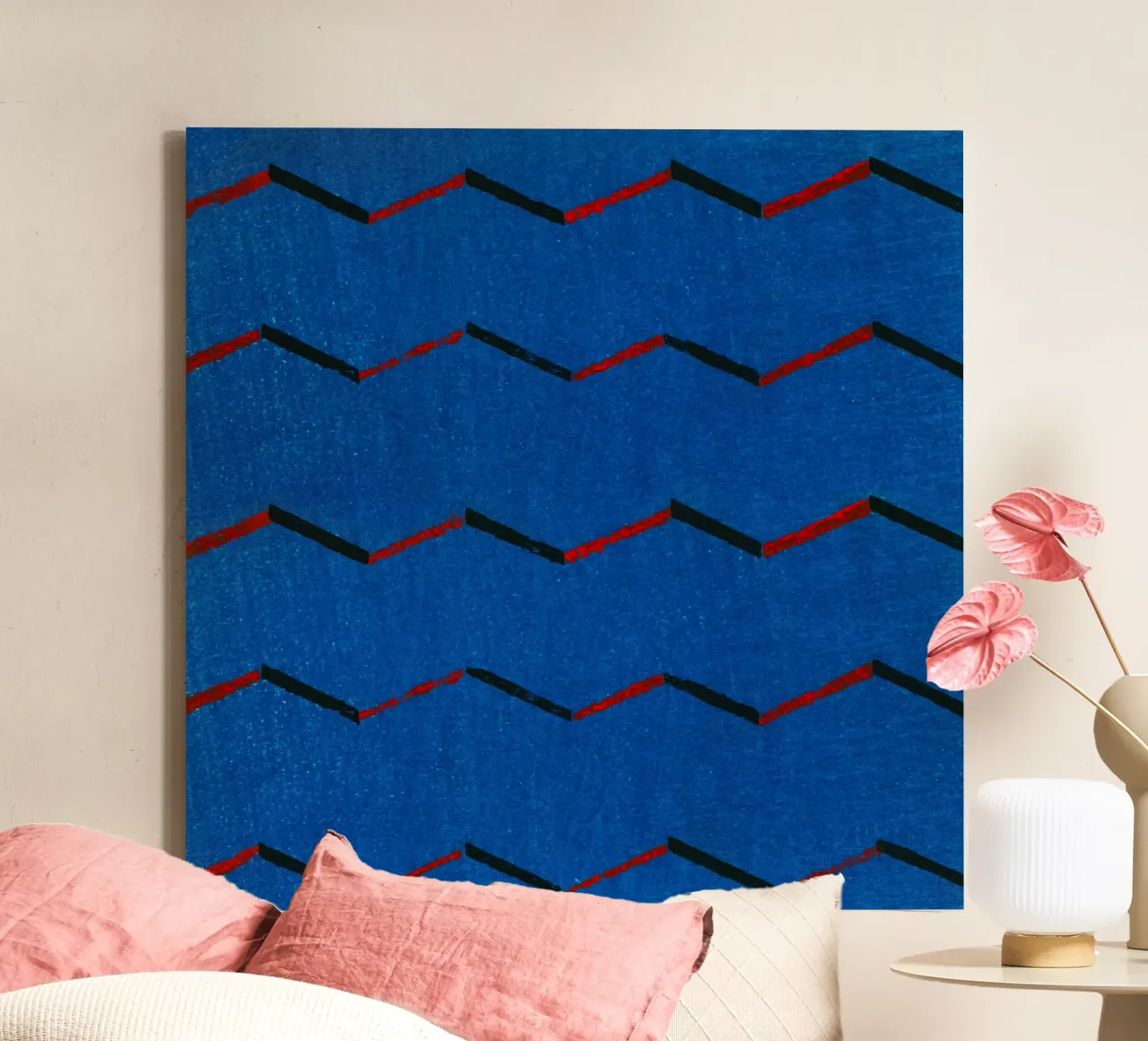 Vintage woodblock print of Japanese textile. tela con Cornice a cassetta da vintageshop