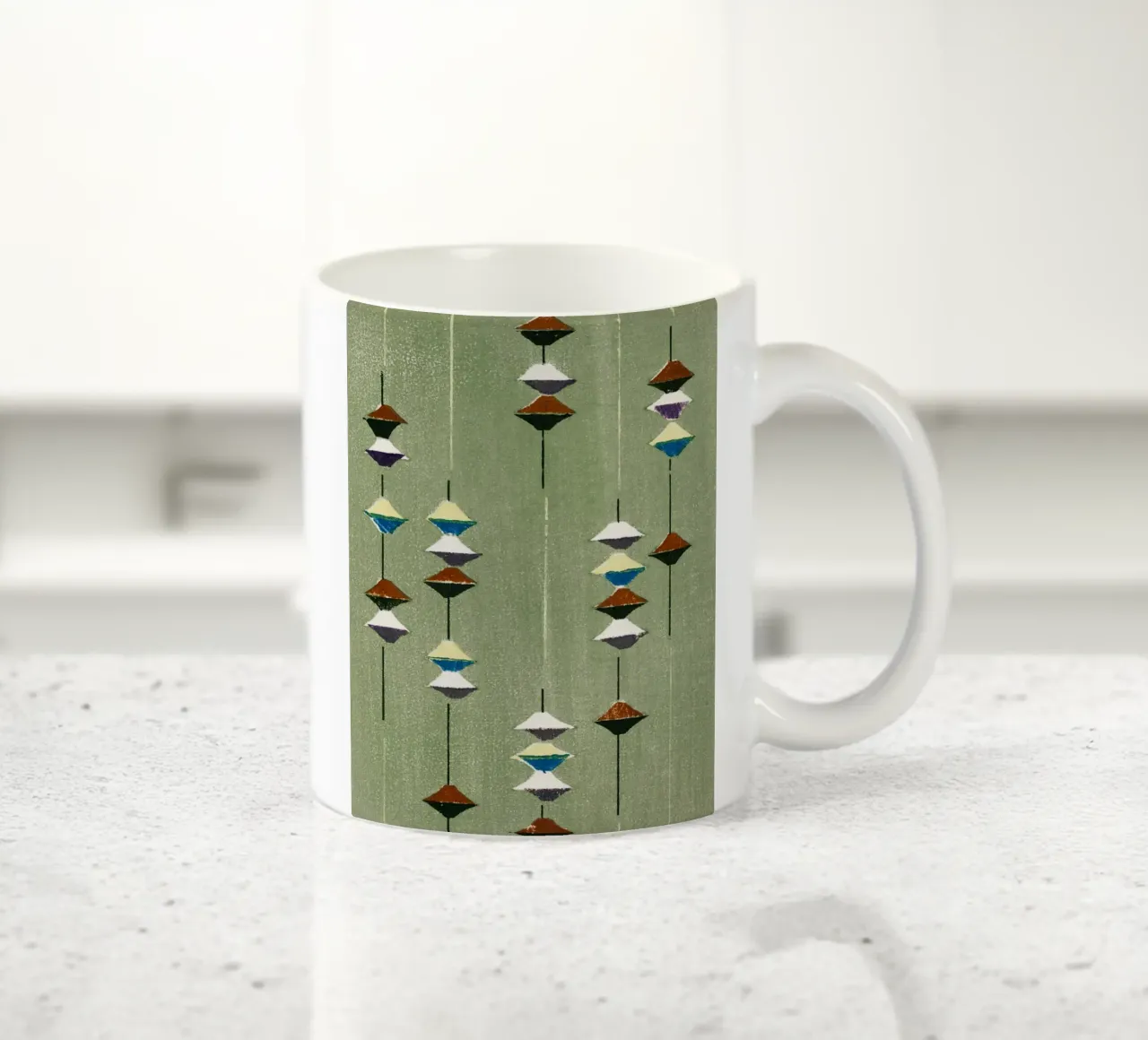 Vintage woodblock print tazza in ceramica da vintageshop