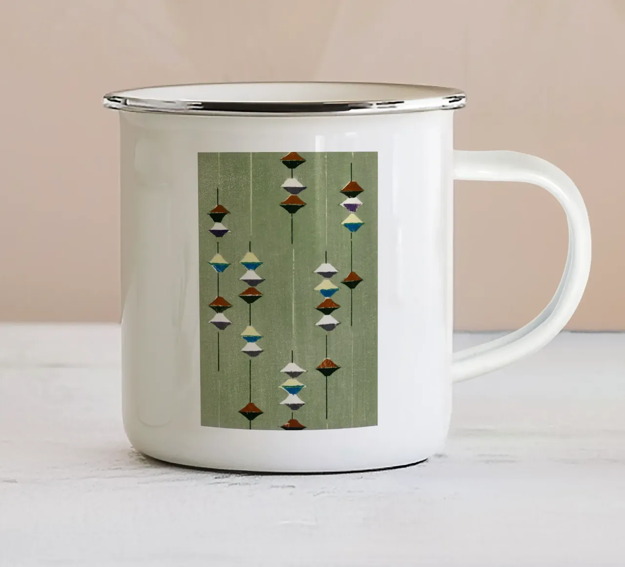 Vintage woodblock print tazza in smalto da vintageshop