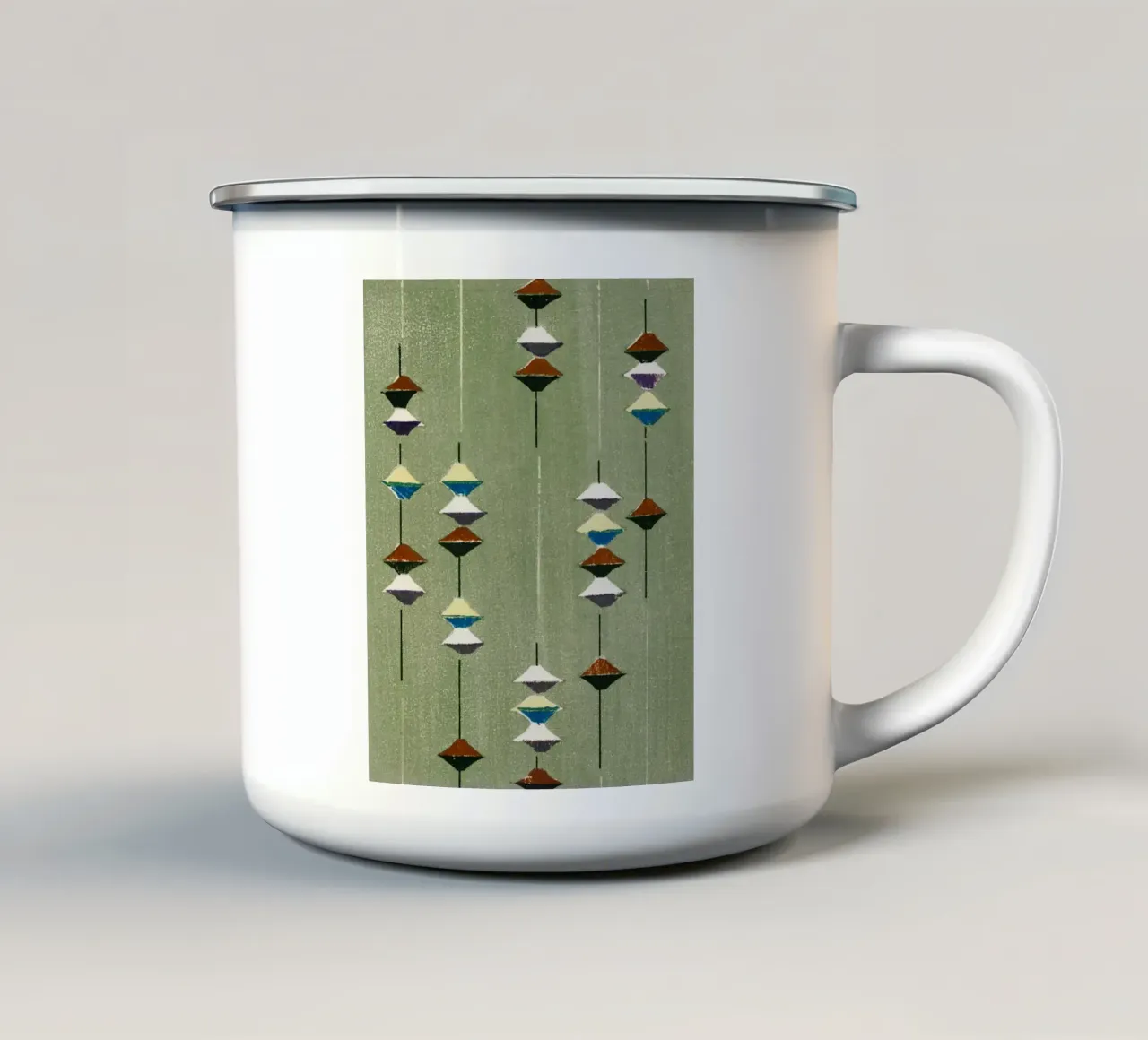 Vintage woodblock print tazza in smalto da vintageshop
