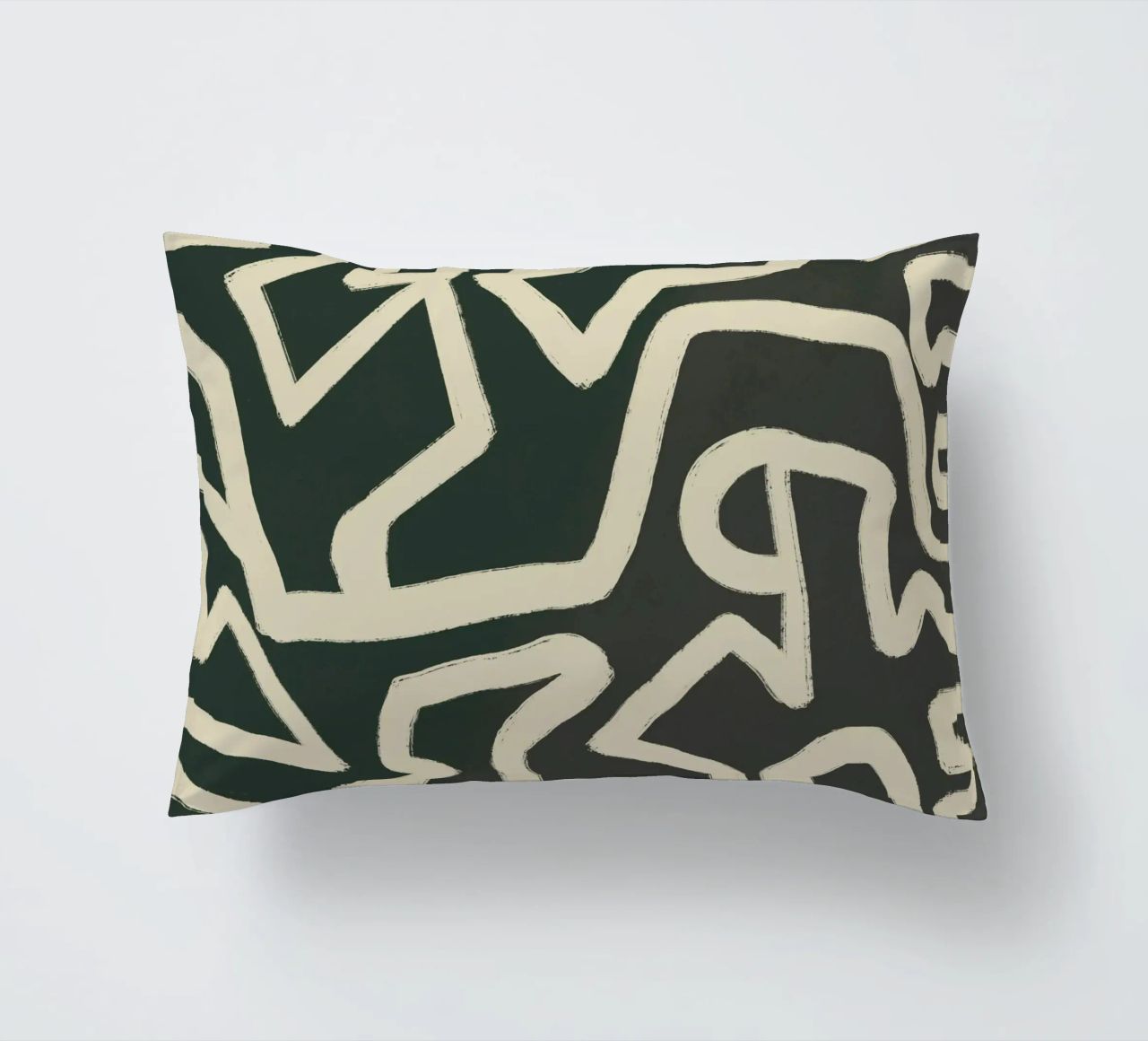 Abstract line art maze pattern decorative cushion by Little Dean