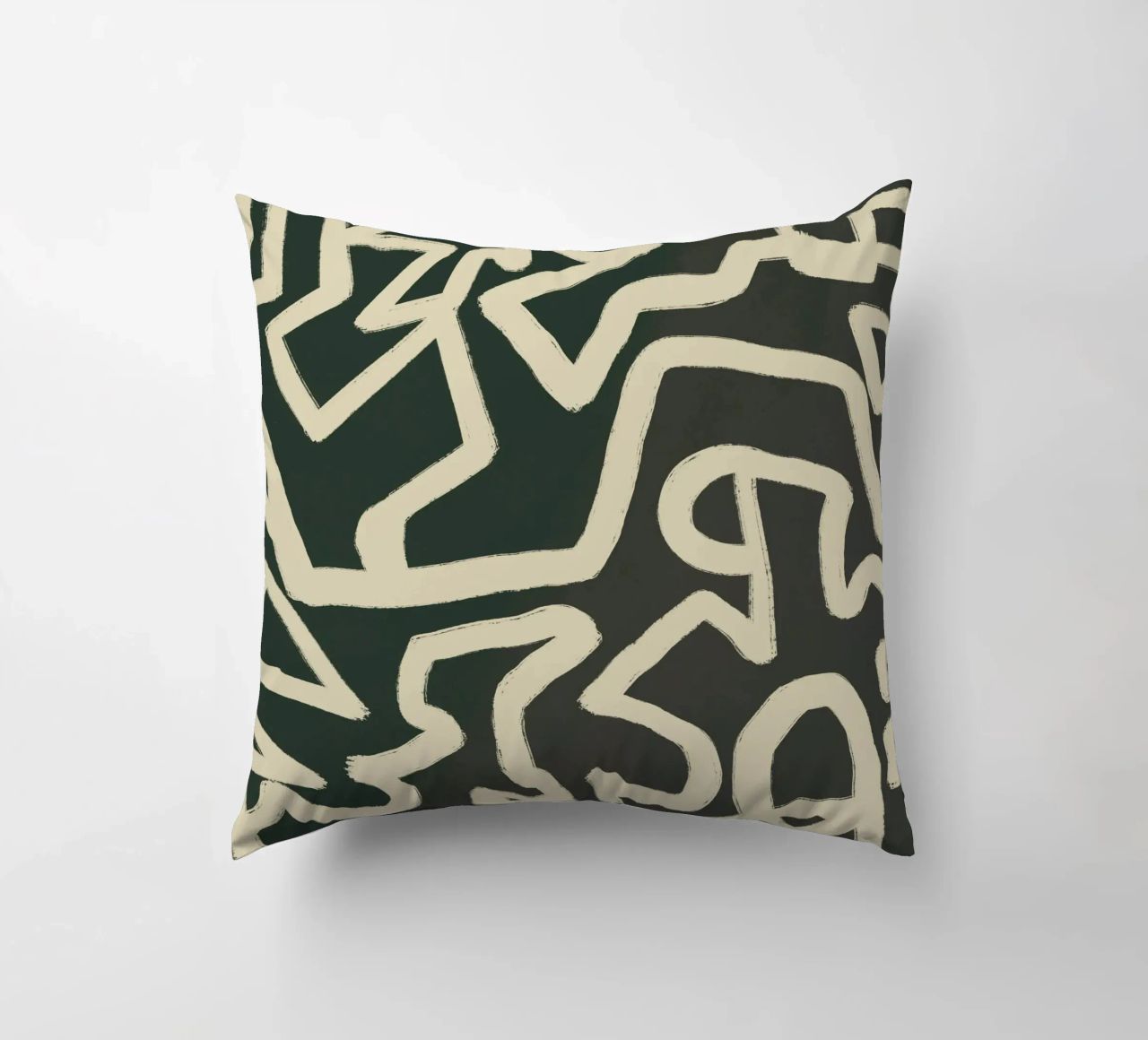 Abstract line art maze pattern decorative cushion by Little Dean