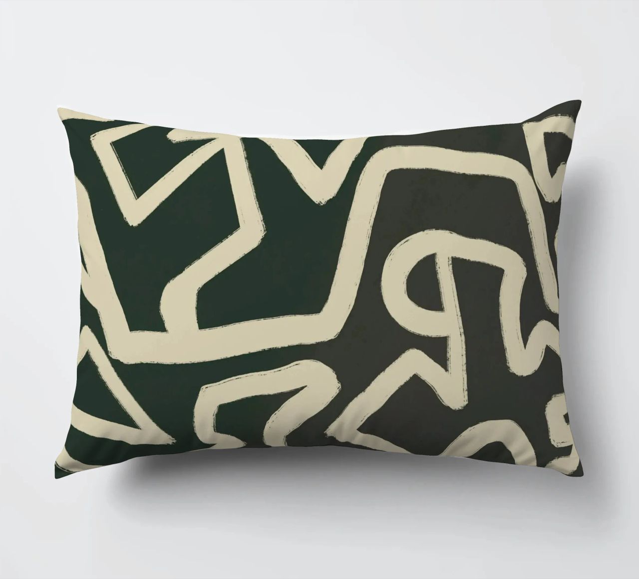 Abstract line art maze pattern decorative cushion by Little Dean