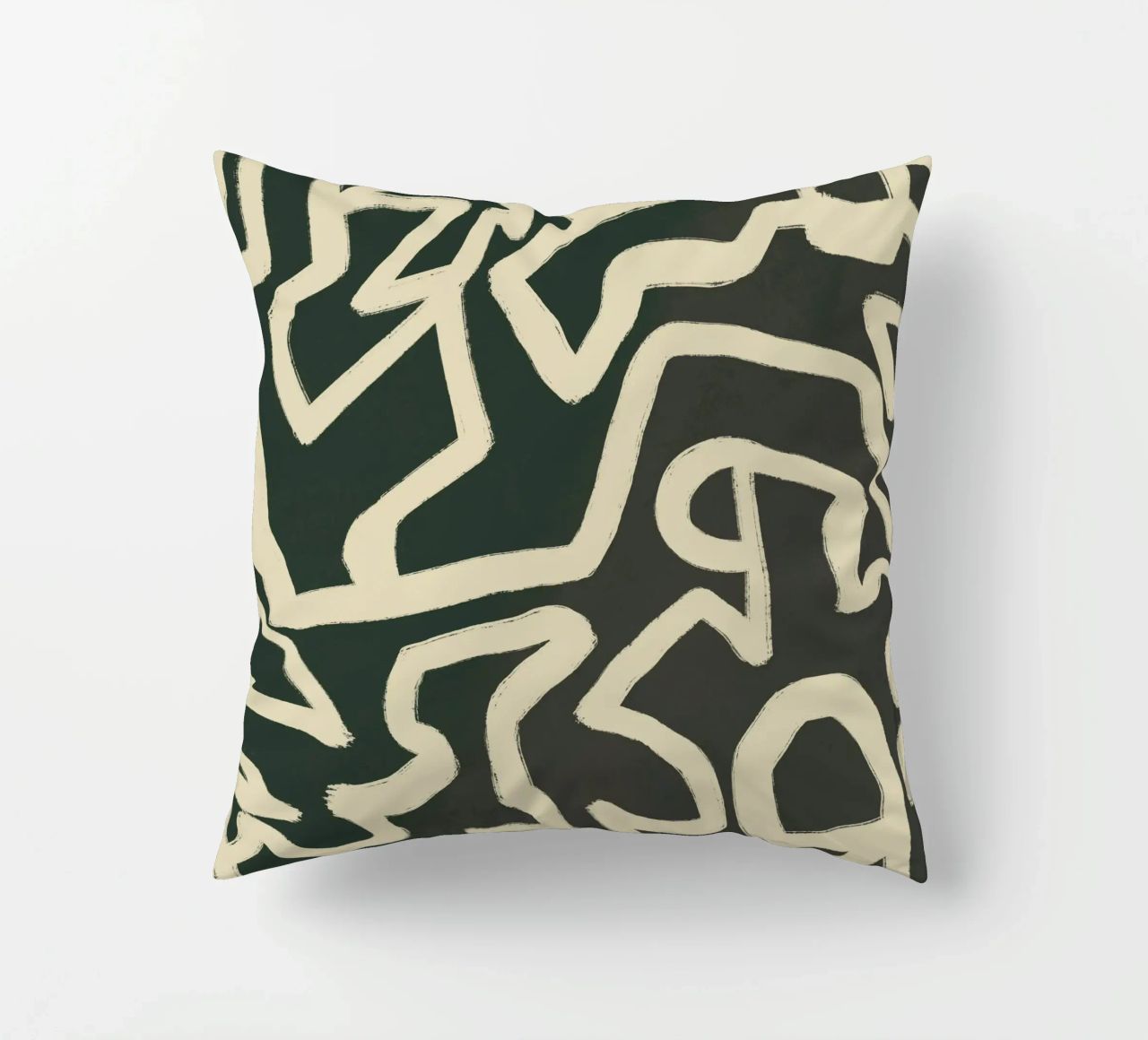 Abstract line art maze pattern decorative cushion by Little Dean