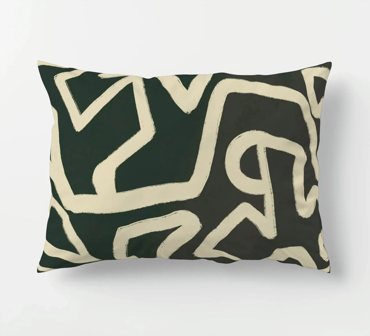 Abstract line art maze pattern decorative cushion by Little Dean