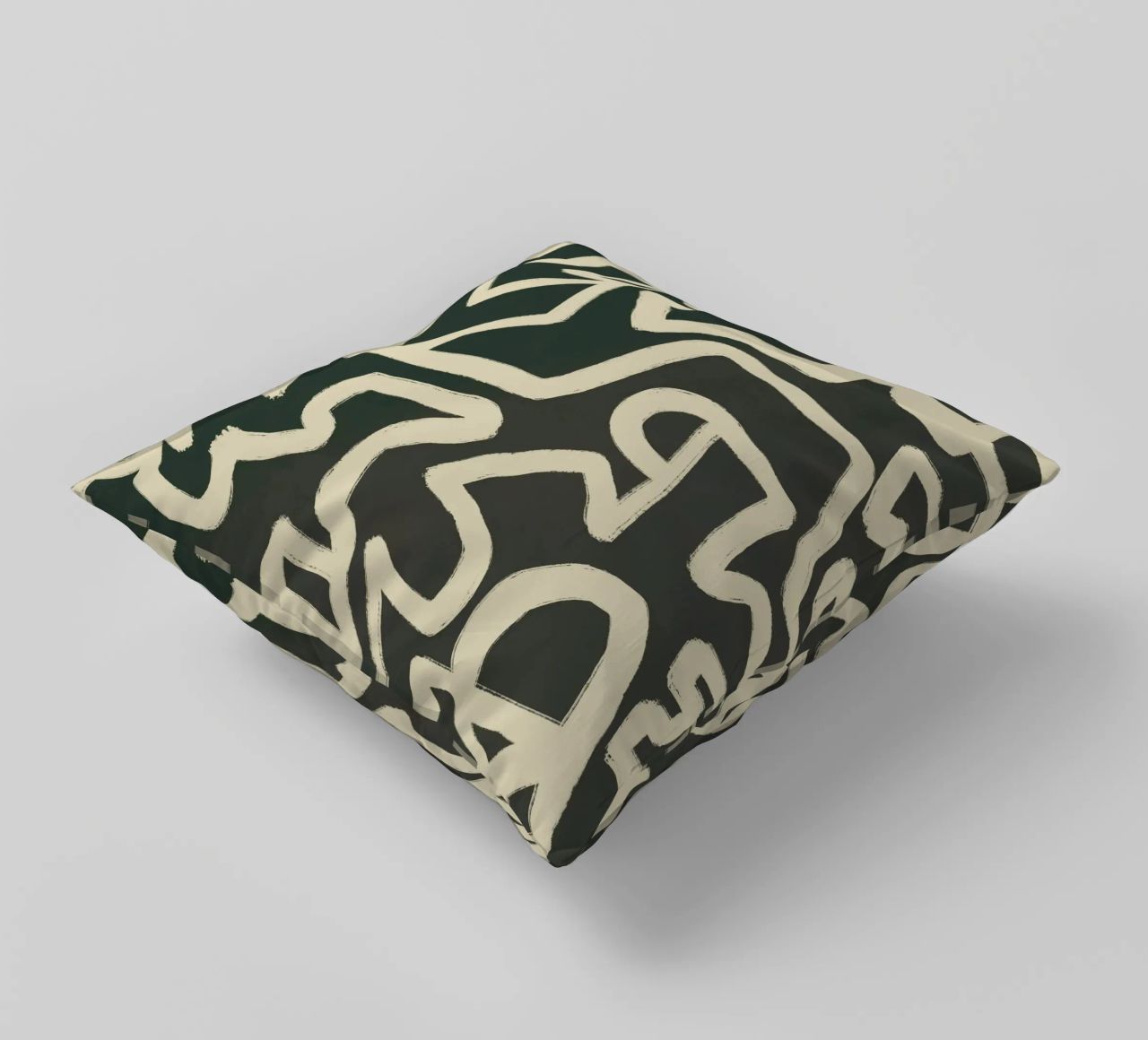 Abstract line art maze pattern decorative cushion by Little Dean