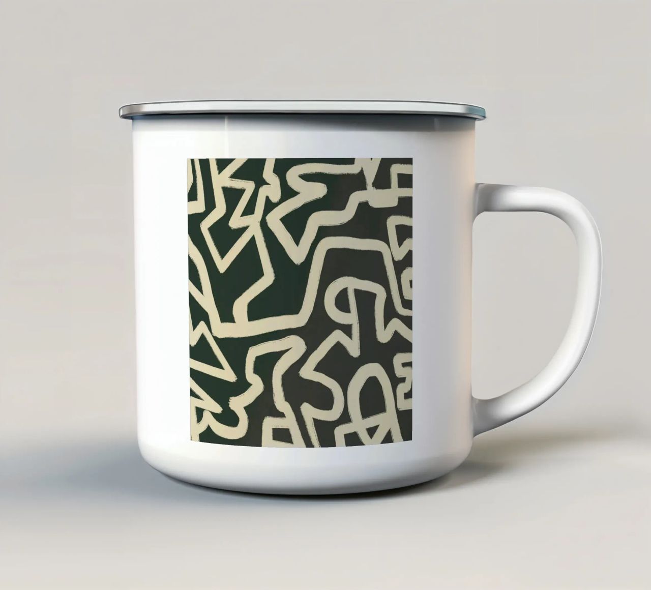 Modello astratto di labirinto line art tazza in smalto da Little Dean