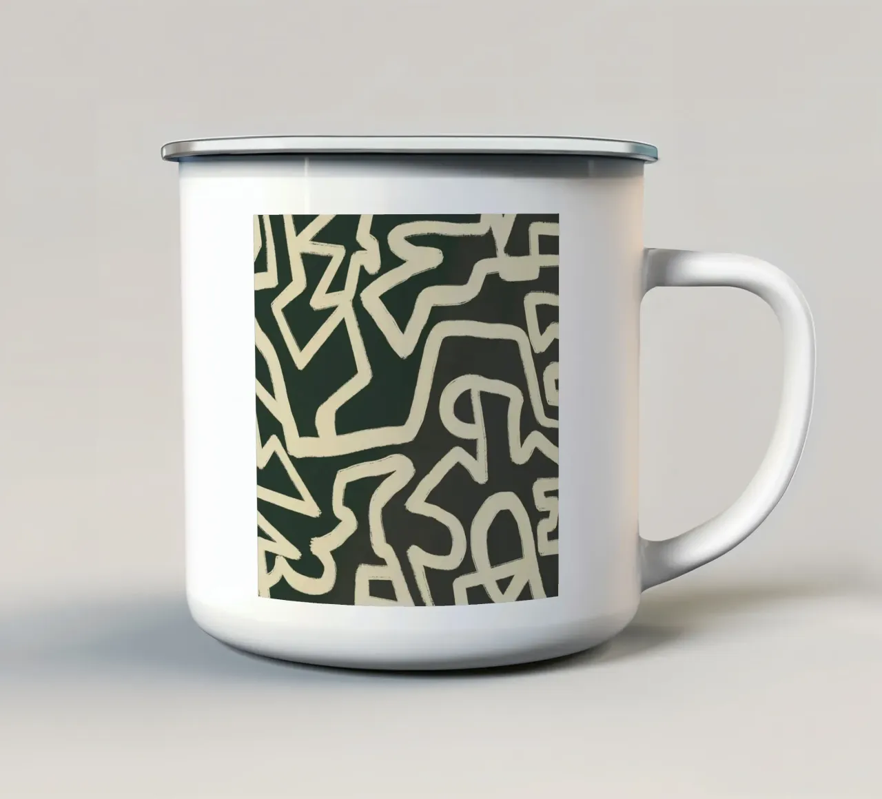 Modello astratto di labirinto line art tazza in smalto da Little Dean