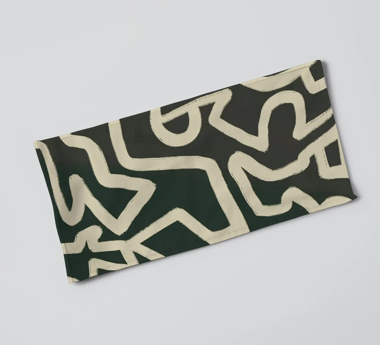 Abstract line art maze pattern towel by Little Dean