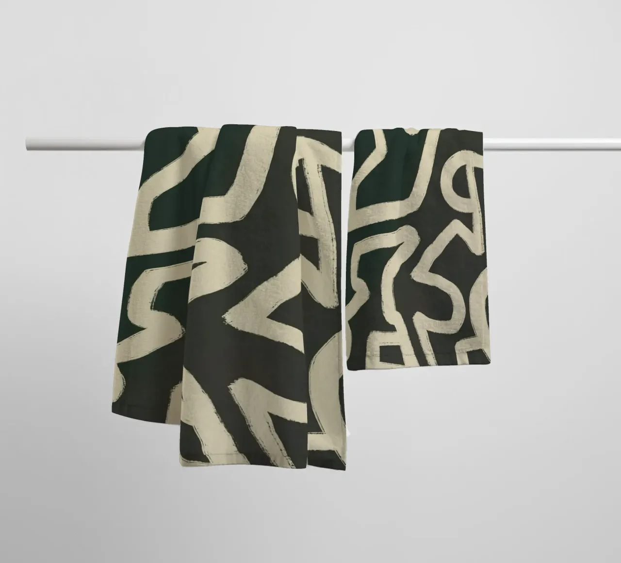 Abstract line art maze pattern towel by Little Dean