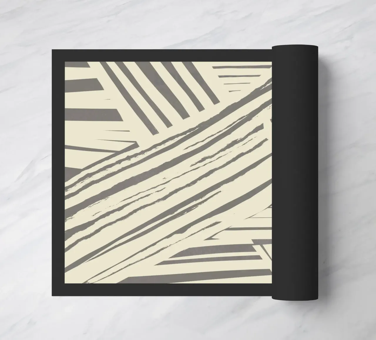 Graues Diagonalstreifenmuster Fußmatte von Little Dean