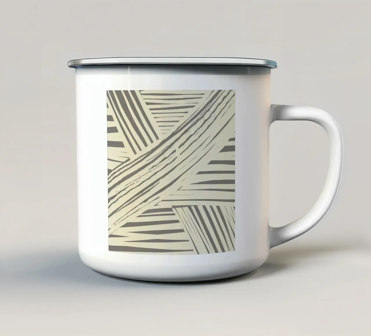 Graues Diagonalstreifenmuster Emaille Tasse von Little Dean