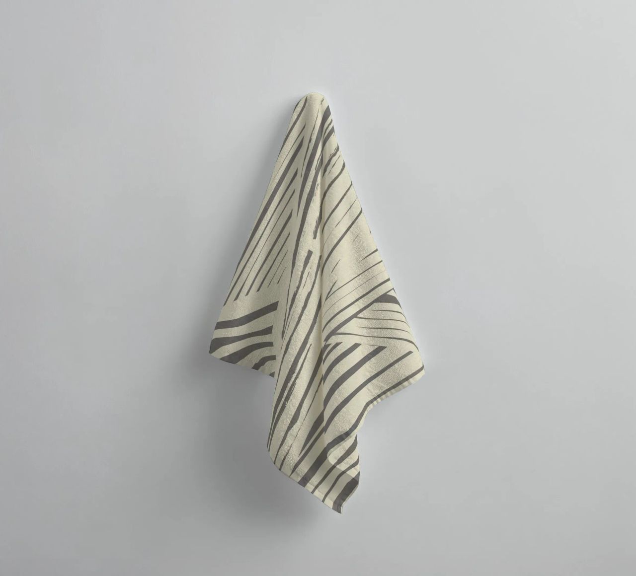 Grey diagonal stripe pattern towel by Little Dean